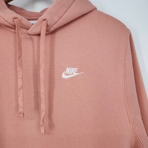 Nike Womens Pullover Hoodie Sweatshirt Small Peach Pink Logo Athleisure Athletic
